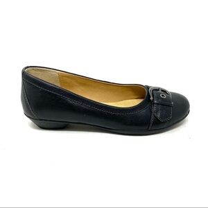Softspots Presto black leather buckle detail flats